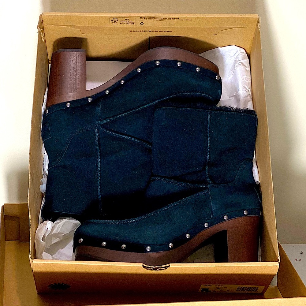UGG KOURI SUEDE/ SHEEPSKIN CLOG BOOTS ~NEW IN BOX